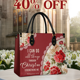 Catholight Blooming With Faith Personalized Leather Bag
