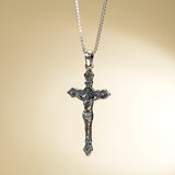 Catholight St. Benedict Crucifix Necklace in Oxidized Sterling Silver