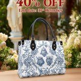 Catholight Sacred Elegance: Blue and White Devotion Leather Bag