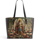 Catholight Archangel's Triumph Leather Tote Bag