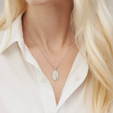 Catholight Sacred Heart of Jesus & Cross Protector Necklace in Sterling Silver