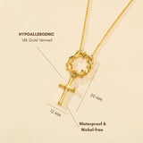 Catholight Crown of Thorns Cross Necklace in Gold Vermeil