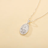 Catholight Sacred Heart of Jesus & Cross Protector Necklace in Sterling Silver