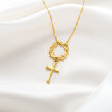 Catholight Crown of Thorns Cross Necklace in Gold Vermeil