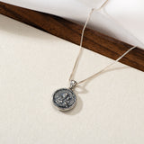 Catholight ST. Joseph and Three Heart Reversible Necklace in Oxidized Sterling Silver