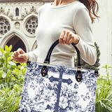 Catholight The Cross Amidst Blooming Faith Leather Bag