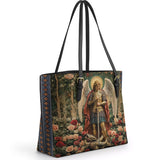 Catholight Archangel's Triumph Leather Tote Bag