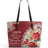 Catholight Blooming With Faith Leather Tote Bag