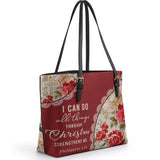 Catholight Blooming With Faith Leather Tote Bag