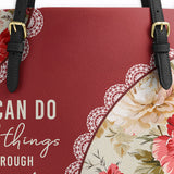 Catholight Blooming With Faith Leather Tote Bag