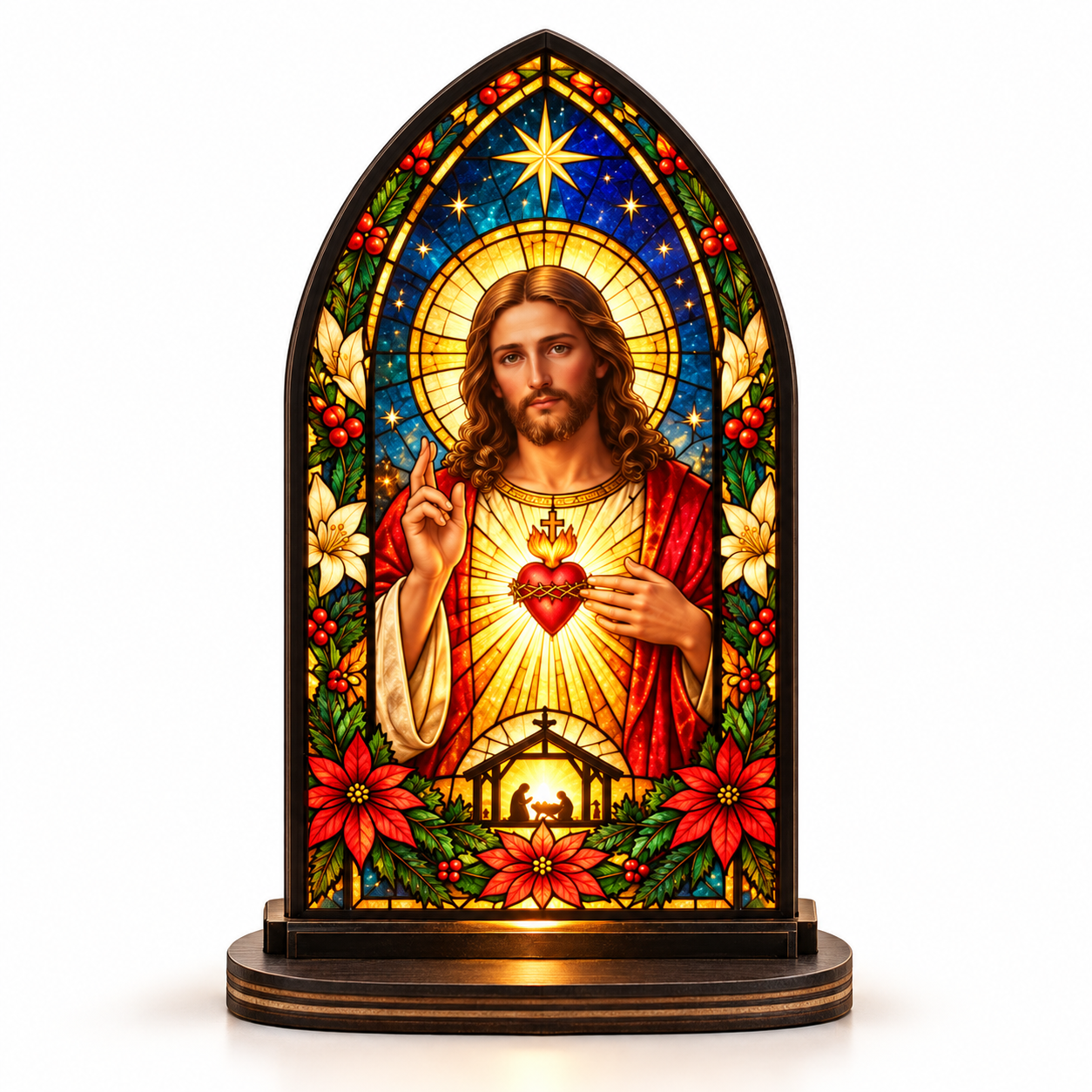Catholight Sacred Heart Christmas Glow Candle Holder