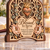 Catholight Wooden Faith Plaque - Blessed to Serve