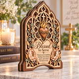 Catholight Wooden Faith Plaque - Blessed to Serve