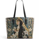 Catholight St. Catherine of Siena in Sacred Devotion Leather Tote Bag