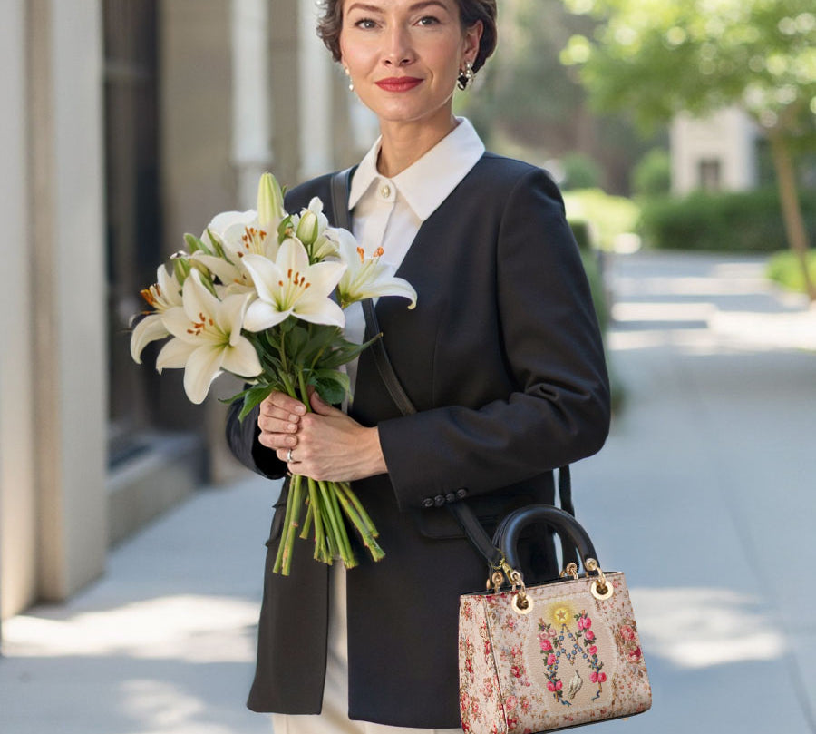 Catholight Roses of the Rosary Lady Leather Bag