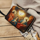 Geldbörse aus Leder mit Aufschrift „Coronation Of Mary“ 