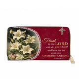 Lilien des Glaubens Leder Geldbörse