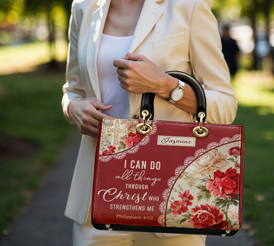 Catholight Blooming With Faith Personalized Lady Leather Bag