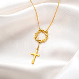 Catholight Crown of Thorns Cross Necklace in 18K Gold Vermeil