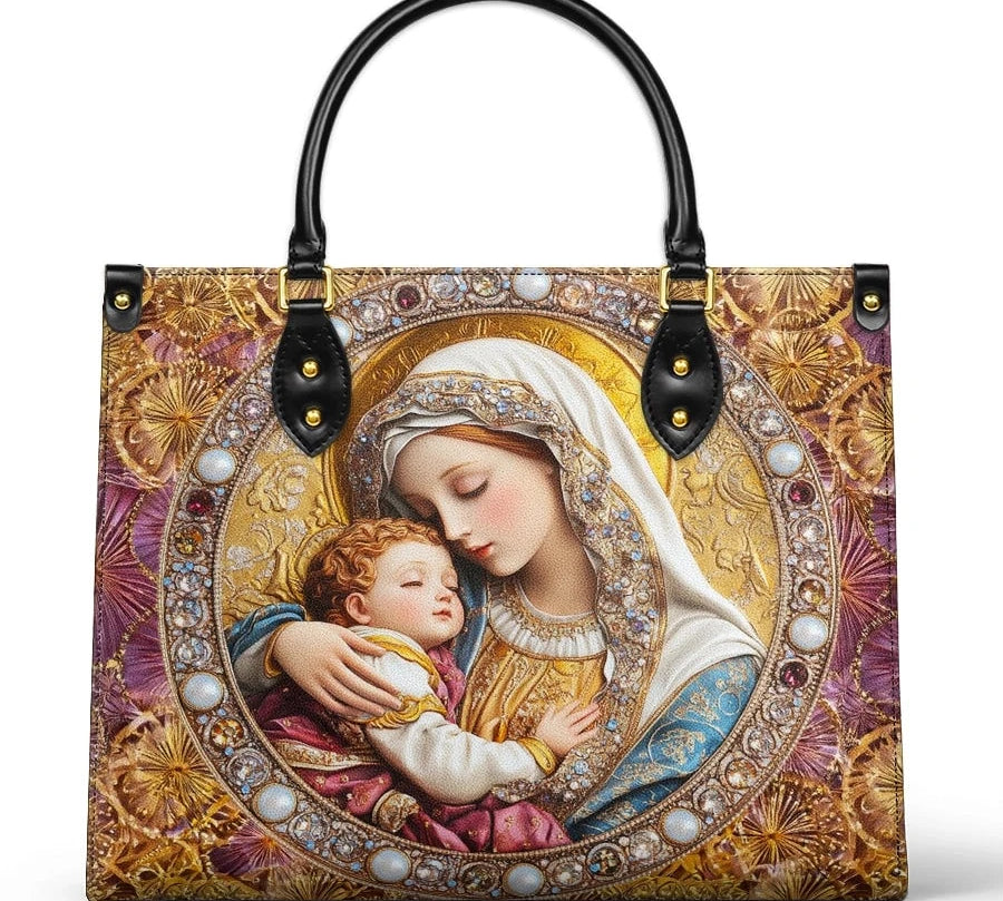 Catholight  Divine Madonna And Child Leather Bag