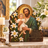 Catholight Wooden Faith Block - Saint Joseph The Lord Bless You