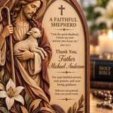 Catholight Wooden Faith Block - A Faithful Shepherd Priest Gift