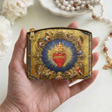 Catholight Sacred Heart of Divine Love Leather Rosary Pouch