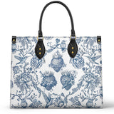 Catholight  Sacred Elegance: Blue and White Devotion Leather Bag