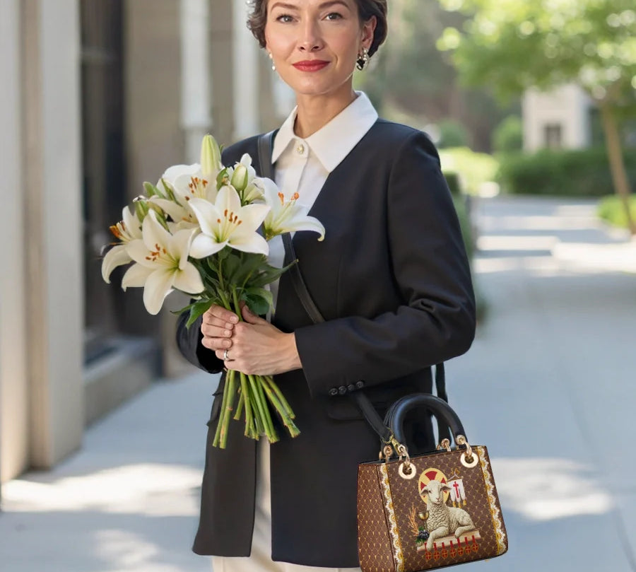 Catholight Agnus Dei Lady Leather Bag