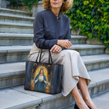 Catholight Celestial Devotion Leather Tote Bag