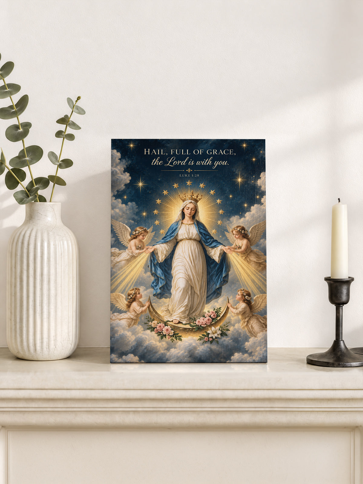 Catholight The Queen of Heaven Devotional Wooden Art Quote