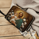 Catholight  Guardian of Faith and Purity - Leather Wallet Purse