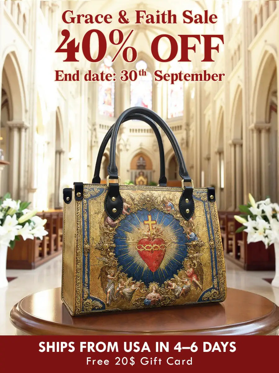 Catholight  Sacred Heart of Divine Love Leather Bag