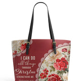 Catholight  Blooming With Faith Leather Tote Bag