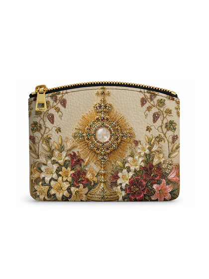 Catholight Eucharistic Bloom Leather Rosary Pouch