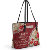 Catholight  Blooming With Faith Personalized Leather Tote Bag