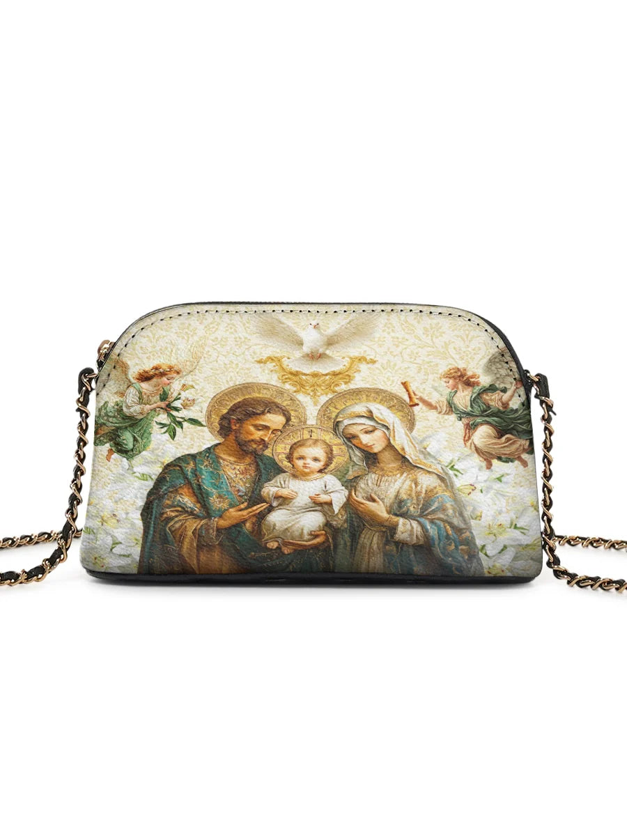 Catholight Holy Family Sacred Leather Crossbody Bag