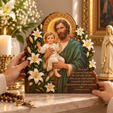 Catholight Wooden Faith Block - Saint Joseph The Lord Bless You
