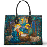 Katholische Ledertasche mit Motiv der Heiligen Geburt