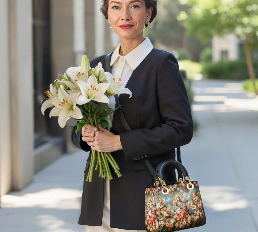 Catholight Halo Of Roses Lady Leather Bag