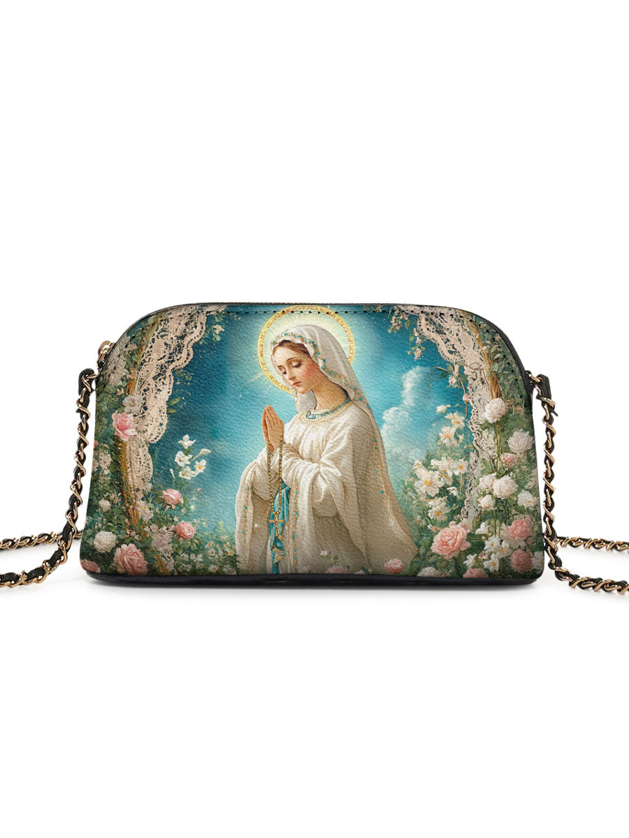 Catholight Lady Of Lourdes Leather Crossbody Bag