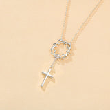Catholight Crown of Thorns Cross Necklace in Sterling Silver