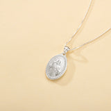 Catholight Sacred Heart of Jesus & Cross Protector Necklace in Sterling Silver