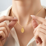 Catholight Sacred Heart of Jesus & Cross Protector Necklace in Gold Vermeil