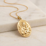 Catholight Madonna and Child Rose Medal Necklace in 18K Gold Vermeil