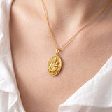 Catholight Madonna and Child Rose Medal Necklace in 18K Gold Vermeil