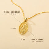 Catholight Sacred Heart of Jesus & Cross Protector Necklace in Gold Vermeil
