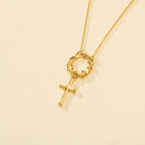 Catholight Crown of Thorns Cross Necklace in Gold Vermeil
