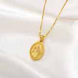 Catholight Sacred Heart of Jesus & Cross Protector Necklace in Gold Vermeil