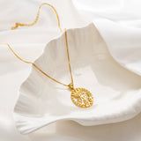 Catholight Openwork French Auspice Maria Necklace in Gold Vermeil